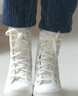 匡威（Converse）【復古粗跟鞋】CONVERSE匡威官方 增高厚底高幫帆布小白鞋A05348C A05348C 36.5 曬單實(shí)拍圖