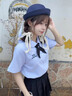 途尊日本校供感手作蝴蝶結(jié)手作jkdk制服帽毛呢學(xué)院幼稚園飄帶海軍帽子 藏青貓耳帽+青絲帶 曬單實(shí)拍圖