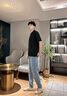 TOMMY JEANS25秋冬男裝美式復(fù)古磨白淺藍色水洗微彈寬松錐形牛仔褲20979 牛仔淺藍1AB 32 曬單實拍圖