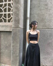 百家好/百家好學(xué)院風(fēng)高腰顯瘦半身裙女2025夏季顯瘦百褶裙 黑色 L 曬單實(shí)拍圖