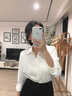 緞面襯衫女春秋氣質(zhì)通勤襯衣寬松顯瘦慵懶休閑垂感上衣J8619 白色 L （115-130斤） 曬單實(shí)拍圖