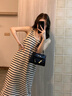 法舒琳無袖條紋連衣裙女寬松長裙開叉2025年夏季顯瘦百搭圓領(lǐng)吊帶裙顯瘦 米白色 M 建議95-110斤 曬單實拍圖