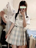 CEENIU2025夏新款jk制服套裝女百褶裙日系甜美學(xué)院風(fēng)高腰半身裙小個(gè)子 檸檬海鹽 （裙子+短袖襯衫+領(lǐng)結(jié)） S （80-95斤） 曬單實(shí)拍圖