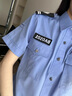2011新式保安制服夏裝襯衣夏季保安工作服男女保安服保安 藍色短袖-帶標志 175/XL 曬單實(shí)拍圖