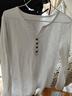 LOVER RUCCI純棉長(cháng)袖t恤女寬松V領(lǐng)2025年新款秋裝竹節棉上衣春秋白色打底衫潮 白色 2XL 曬單實(shí)拍圖