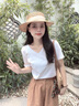 莫代爾氣質(zhì)竹節棉多色高檔t恤女短袖2026夏季新款別致V領(lǐng)純色百搭上衣女 茶花白 L 曬單實(shí)拍圖
