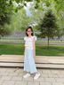 優(yōu)優(yōu)1點(diǎn)（Yoyo one）女童套裝夏季薄款兒童2025新款夏裝裙褲洋氣連衣裙中大童冰絲裙子 18988白色+藍色裙褲 170 170cm 曬單實(shí)拍圖