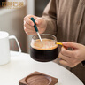 左茗右器可加熱玻璃茶杯水杯帶勺家用辦公室咖啡杯馬克杯牛奶早餐杯 貴妃杯450ml（帶勺子+杯墊） 曬單實(shí)拍圖