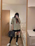閨哲日系甜美穿搭學院jk夏季小個子條紋寬松短袖襯衫女百褶裙兩件套裝 條紋襯衫+灰色百褶裙 套裝 M 曬單實拍圖