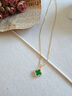 伊燦日韓簡(jiǎn)約鑲鉆四葉草吊墜配飾項鏈女2025新款爆款頸鏈高級感鎖骨鏈 綠色四葉草項鏈 曬單實(shí)拍圖