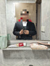 羅蒙（ROMON）大碼西服套裝男士定制加肥加大胖子小西裝男商務(wù)正裝寬松新郎結(jié)婚 雙扣黑色西服+襯衫+褲子 7XL (加8件禮品) 曬單實拍圖