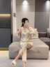 帕蘭朵（PLANDOO）輕奢品牌女士睡衣女春夏季冰絲長袖新款中年媽媽高級(jí)感家居服套裝 82611 M (建議穿著體重80-100斤) 曬單實(shí)拍圖