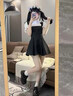 沐霓 學(xué)院風(fēng)套裝 女夏季2025新款泡泡袖襯衫背帶裙兩件套女裝收腰短袖 兩件套【襯衫+背帶裙】 S 曬單實(shí)拍圖