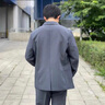 栗譜西服套裝男休閑韓版正裝高級感英倫結婚伴郎禮服垂感潮流西裝外套 灰藍色【三件套】西服+西褲+T恤 XL(130-150斤) 曬單實(shí)拍圖