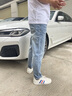 JEEP SPIRIT正品吉普高端牛仔褲男夏季薄款修身直筒夏季薄款天絲九分褲子男 2061淺藍(lán)九分 30 碼 腰圍2尺3適合110-120斤左右 曬單實拍圖