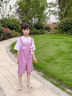 迪士尼女童背帶褲套裝夏季2025新款洋氣女大童短袖褲子夏裝兒童休閑短褲 紫色 130 cm 建議身高120cm左右 曬單實(shí)拍圖