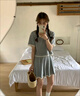 茉衣雅（MOYIYA）休閑時(shí)尚套裝夏季新款時(shí)髦洋氣運動(dòng)服短褲兩件套短款感女裝潮 灰色 M 曬單實(shí)拍圖
