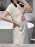 媽媽本色孕婦連衣裙夏季2025新款杏色休閑時(shí)尚顯瘦釘珠印花薄款短袖中長(cháng)款 杏色連衣裙 L 曬單實(shí)拍圖