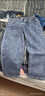 FSHE高腰牛仔褲女春秋季裝新款顯瘦2025新款寬松直筒老爹哈倫蘿卜褲子 復古藍+腰帶 391 M 建議95-110斤左右 曬單實(shí)拍圖