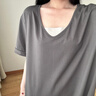 黛夢(mèng)思   DAMOS·LOVE新款慵懶風(fēng)長(zhǎng)款睡裙女夏季純棉短袖家居服夏天休閑寬松睡衣 25382-深灰 L -女/身高162-167,體重105-125 曬單實(shí)拍圖