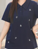 MsShe【減齡刺繡polo衫正肩短袖T恤】大碼女裝2025夏裝胖mm巨顯瘦 帆船刺繡-藏青藍色現(xiàn)貨 6XL 曬單實拍圖