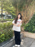 WASSUP2025搞怪貓眼T恤衫夏季寬松純棉國潮牌ins男女生短袖圓領(lǐng)重磅休閑 米白灰 常規(guī) L 曬單實拍圖