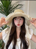 啄木鳥(niǎo)（TUCANO）防曬草帽女蕾絲草編遮陽(yáng)帽海邊防曬帽子拼接系帶大頭圍編織草帽 米色 【大檐蕾絲草帽】 均碼 曬單實(shí)拍圖