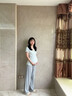 Mom Jane哺乳短袖t恤孕婦睡衣喂奶上衣莫代爾夏季薄款月子家居服免穿內衣 淺綠色-附贈罩杯-涼感天絲莫代爾 L【110斤-125斤】 曬單實(shí)拍圖
