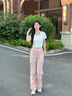 真維斯工裝闊腿褲女士新款美式傘兵褲夏季潮流街頭城市輕戶外寬松褲子JR 粉835A M 曬單實拍圖