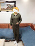 羅蒙（ROMON）媽媽時(shí)尚運(yùn)動服中年春裝休閑外套中老年女裝春秋2025新款針織套裝 綠色 L  （推薦105-120斤） 曬單實(shí)拍圖