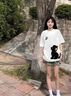 一寸相思聯(lián)名可愛(ài)小貓純棉短袖夏季t恤女2025新款洋氣夏裝顯瘦小個(gè)子上衣 白色-可愛(ài)貓咪 L (100-110斤） 曬單實(shí)拍圖
