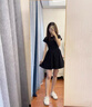 FSHE法式赫本風(fēng)氣質(zhì)黑色連衣裙子女秋季2025新款小個(gè)子收腰顯瘦小黑裙 【黑色連衣裙】掐腰小黑裙【開(kāi)春 L 55/60kg 曬單實(shí)拍圖