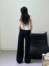 Calvin KleinJeans25春夏女士美式復(fù)古摩登潮流黑色微彈ck闊腿牛仔褲47B089G CLT-牛仔黑（R） 25 曬單實(shí)拍圖