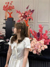 莫代爾法式木耳邊連衣裙女2025夏季新款時尚氣質(zhì)泡泡袖收腰顯瘦別致短裙 白色連衣裙 L 建議(95-115斤) 曬單實拍圖