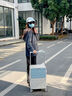 ZEFER前側(cè)開蓋行李箱女2025新款寬拉桿旅行箱多功能登機箱密碼皮箱子男 水藍白【純PC材質(zhì)-質(zhì)檢優(yōu)于國標】 20英寸 登機箱【中置寬拉桿+前側(cè)雙開蓋】 曬單實拍圖