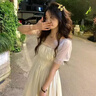VEOX設(shè)計(jì)感夏季2025年款小眾溫柔風(fēng)法式初戀長裙高腰顯瘦泡泡袖連衣裙 氣質(zhì)白色仙女裙 A41 S 建議90斤內(nèi) 曬單實(shí)拍圖