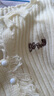 UNIFREE美式辣妹精美刺繡不規(guī)則毛邊修身針織開衫 杏色 均碼 曬單實拍圖