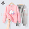 小豬班納女童套裝春秋季2025款小女孩時(shí)尚洋氣圓領(lǐng)衛衣兒童秋裝衛褲兩件套 曬單實(shí)拍圖
