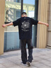 WHIM NASA情侶短袖男純棉t恤男女同款夏季衣服男裝寬松百搭潮牌上衣體恤衫 黑色t恤 XL （135-155斤） 曬單實(shí)拍圖
