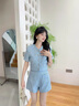 她芙（tafu）品牌女裝小香風(fēng)套裝裙女2025夏季新款法式優(yōu)雅氣質(zhì)小個(gè)子兩件套 湖藍(lán)色 M 曬單實(shí)拍圖