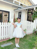 衣諾坊女童禮服裙夏款六一演出連衣裙花童女孩演出服 銀白紗裙 140cm 曬單實(shí)拍圖