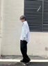 NEW OR MODE長(cháng)袖襯衫男士寬松豎條紋休閑上衣外套潮牌cityboy港風(fēng)日系襯衣男 淺藍色 XL (建議135-155斤) 曬單實(shí)拍圖
