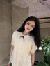 lagogo優(yōu)雅少女木耳邊短袖襯衫女拉谷谷2025年夏季新款蝴蝶結上衣 米色 L 曬單實(shí)拍圖