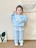 G.DUCKKIDS小黃鴨女童套裝春秋愛(ài)莎公主衣服兒童服裝蝴蝶結花邊衛衣兩件套潮 藍色 100 cm 曬單實(shí)拍圖
