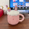 藍極女生生日禮物辦公室宿舍喝水吸管杯子可愛(ài)有趣陶瓷杯子馬克杯實(shí)用 粉色 曬單實(shí)拍圖