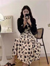 JRET法式桔梗碎花連衣裙子女秋冬2025新款早春裝穿搭長(zhǎng)裙夏季套裝 套裝 L 55/60kg 曬單實(shí)拍圖
