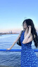FSHE海邊度假風(fēng)藍(lán)色掛脖露背碎花連衣裙女長(zhǎng)裙2025新款夏日絕美小裙子 【藍(lán)色】 S 40/45kg 曬單實(shí)拍圖