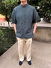 楠中國風(fēng)T恤男士夏季薄款苧麻中式居士圓領(lǐng)寬松大碼透氣上衣宇弦 122#深橘色 S 曬單實拍圖