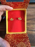 吉寶菲沙金耳釘錫金耳環(huán)新款女轉運珠耳墜18k金色結婚送禮黃金色耳圈 天鵝耳釘 曬單實(shí)拍圖