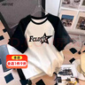 莞町夏季女大童短袖13-15歲大女童初中生女孩t恤7-14歲夏天純棉T恤 蝴蝶小貓【黑拼白】純棉面料 140cm 建議50-60斤 曬單實拍圖